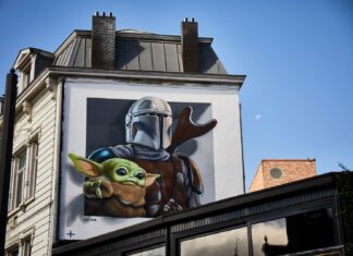 Met deze street art in Belgische steden viert Disney de lancering van Disney Plus disney the mandalorian mural antwerpen